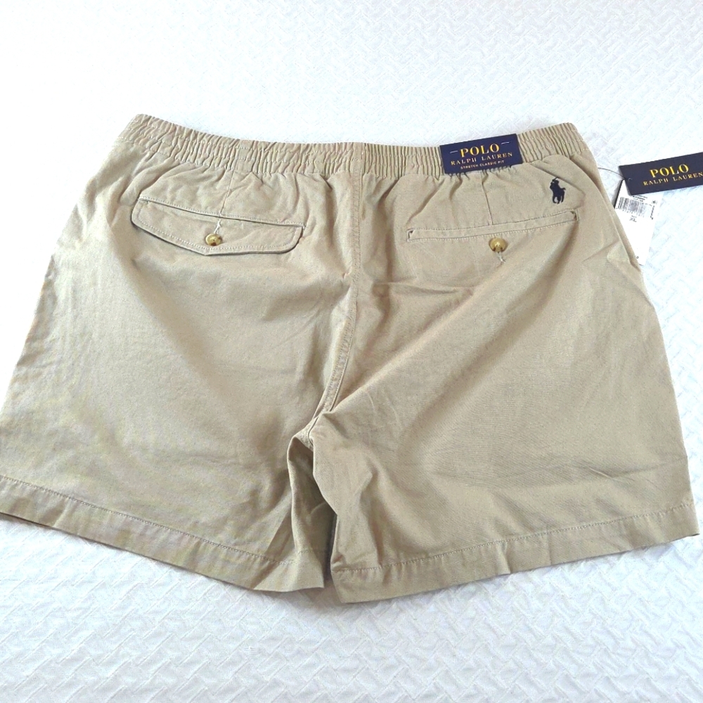 Polo by Ralph Lauren Tan Mens Stretch Classic Shorts with Classic Design XL. - Picture 7 of 16
